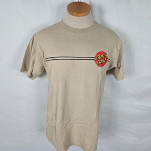 Santa Cruz Short Sleeve T-Shirt Men's Medium Tan Red Yellow Logo Crew Neck